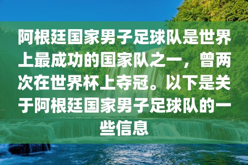 阿根廷国家男子足球队是世界上最成功的国家队之一，曾两次在世界杯上夺冠。以下是关于阿根廷国家男子足球队的一些信息