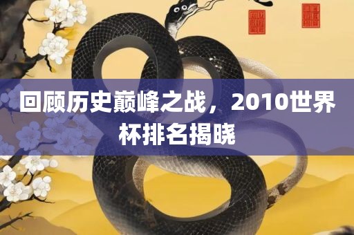 回顾历史巅峰之战，2010世界杯排名揭晓