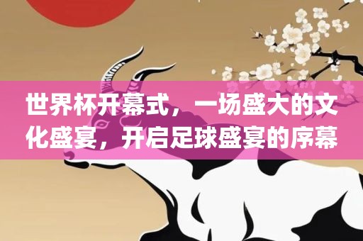 世界杯开幕式，一场盛大的文化盛宴，开启足球盛宴的序幕