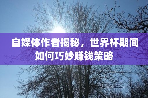 自媒体作者揭秘，世界杯期间如何巧妙赚钱策略