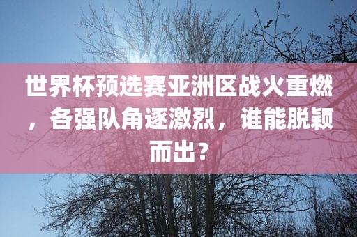 世界杯预选赛亚洲区战火重燃，各强队角逐激烈，谁能脱颖而出？